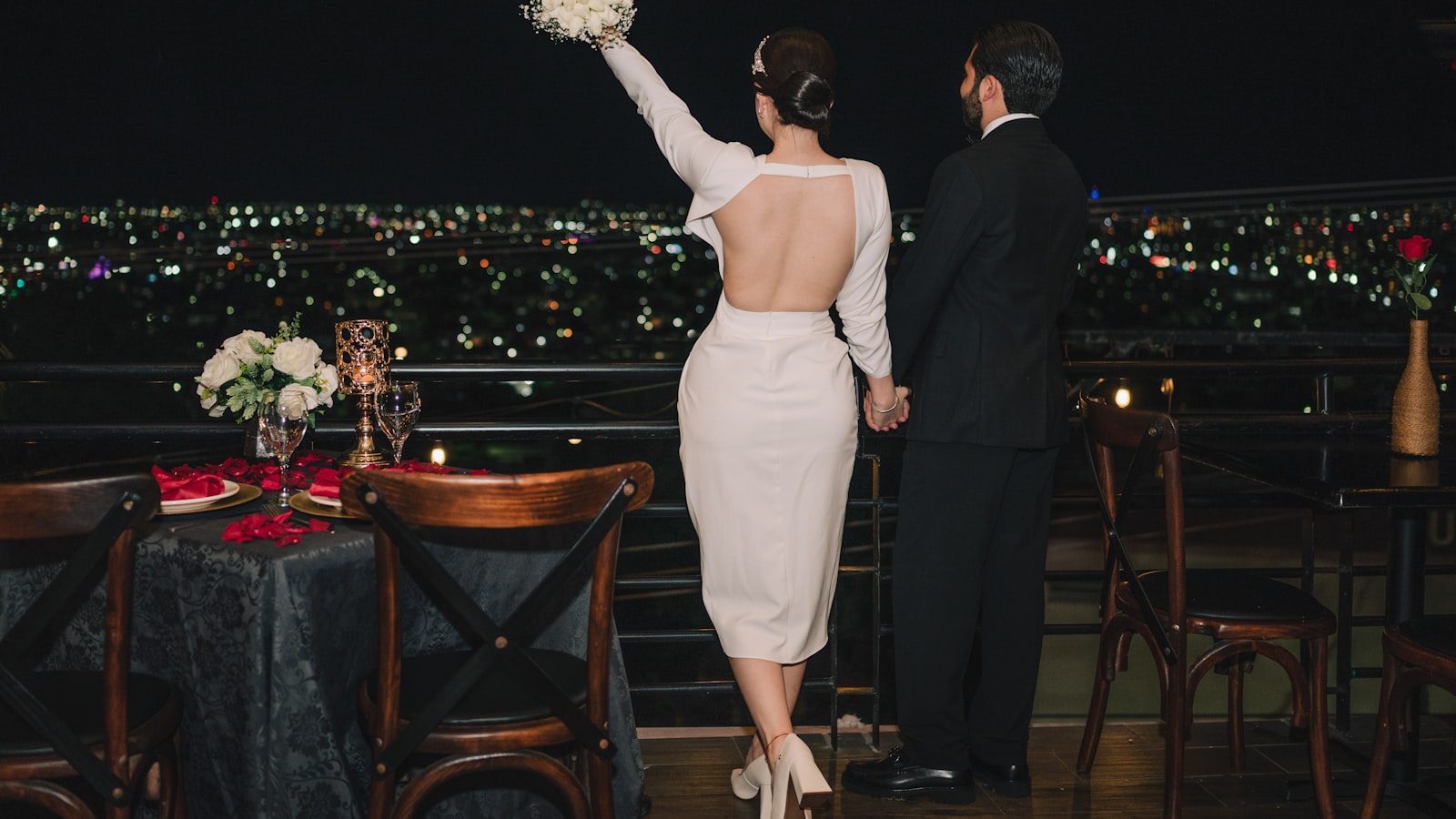 Anniversary celebration with flowers and candles