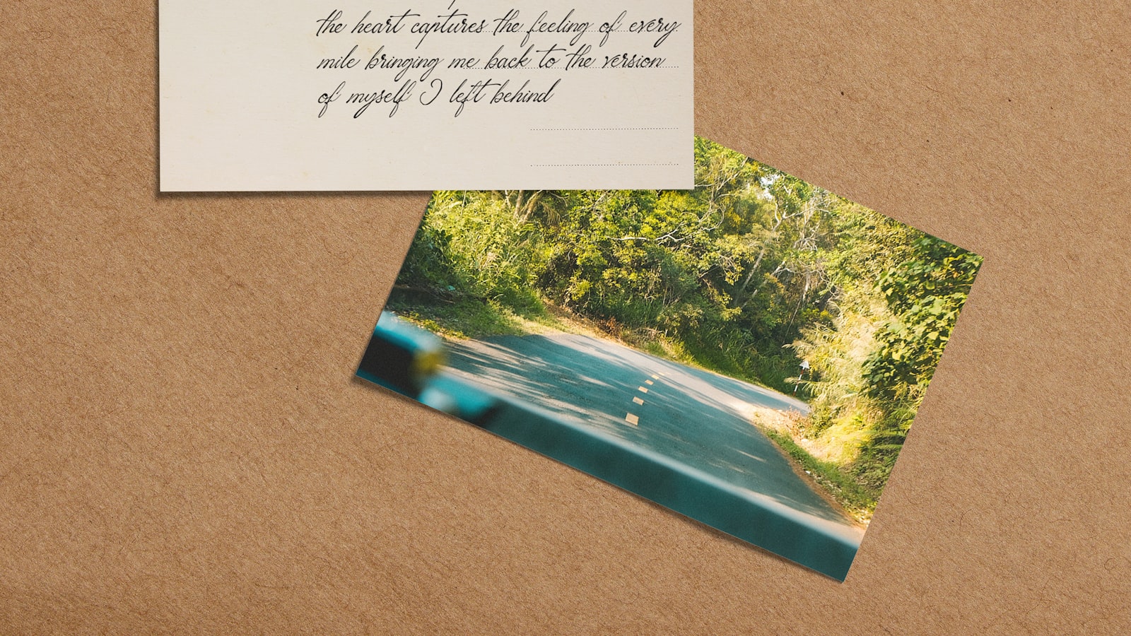 Envelope and photograph on brown background